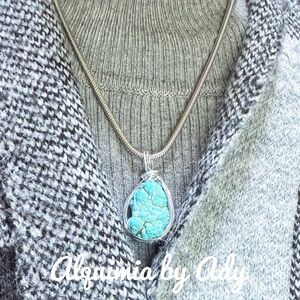 turquoise charm statement necklace